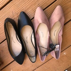 Time and Tru Women's Black and Pink Flats